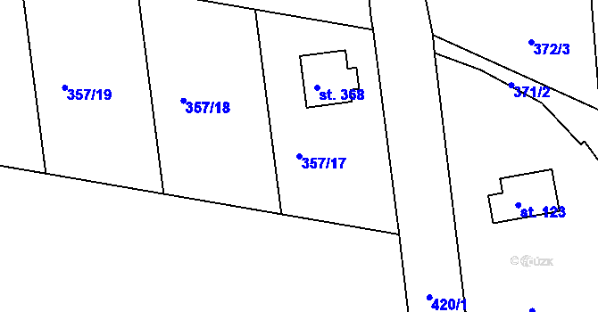 Parcela st. 357/17 v KÚ Skuhrov pod Brdy, Katastrální mapa