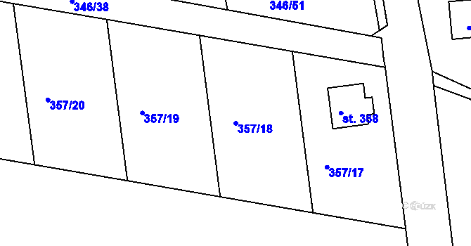 Parcela st. 357/18 v KÚ Skuhrov pod Brdy, Katastrální mapa
