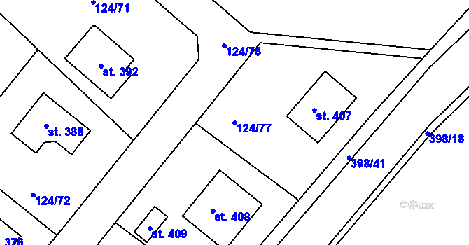 Parcela st. 124/77 v KÚ Skuhrov pod Brdy, Katastrální mapa