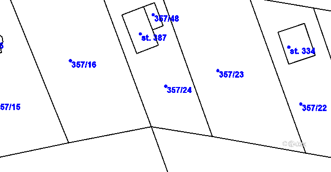 Parcela st. 357/24 v KÚ Skuhrov pod Brdy, Katastrální mapa