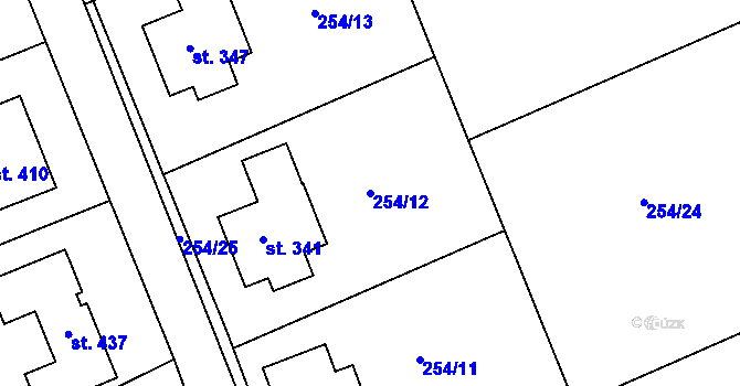 Parcela st. 254/12 v KÚ Skuhrov pod Brdy, Katastrální mapa