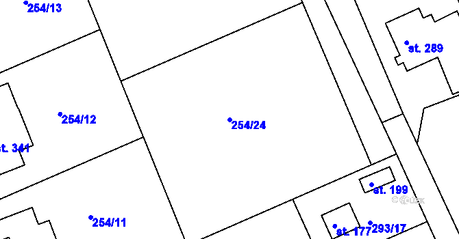 Parcela st. 254/24 v KÚ Skuhrov pod Brdy, Katastrální mapa