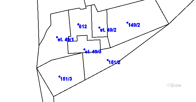 Parcela st. 49/4 v KÚ Skuhrov pod Brdy, Katastrální mapa