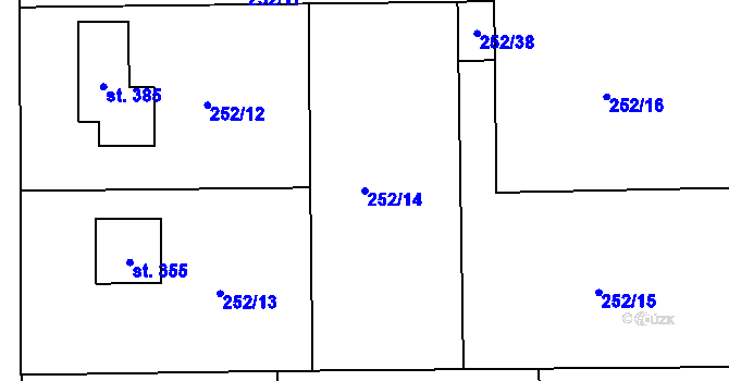 Parcela st. 252/14 v KÚ Skuhrov pod Brdy, Katastrální mapa