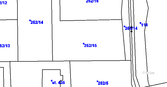Parcela st. 252/15 v KÚ Skuhrov pod Brdy, Katastrální mapa