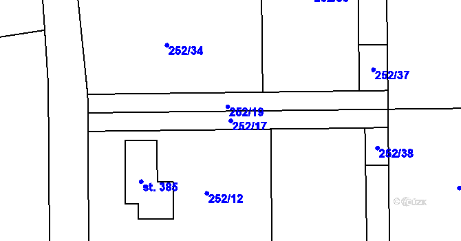 Parcela st. 252/17 v KÚ Skuhrov pod Brdy, Katastrální mapa