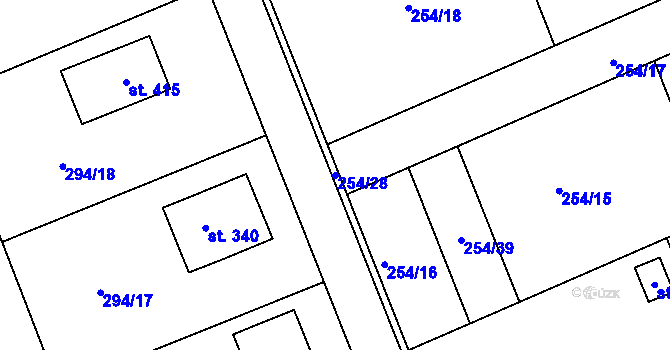Parcela st. 254/28 v KÚ Skuhrov pod Brdy, Katastrální mapa