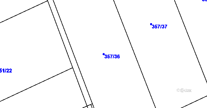 Parcela st. 357/36 v KÚ Skuhrov pod Brdy, Katastrální mapa