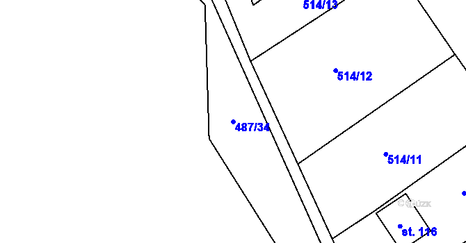 Parcela st. 487/34 v KÚ Skuhrov pod Brdy, Katastrální mapa
