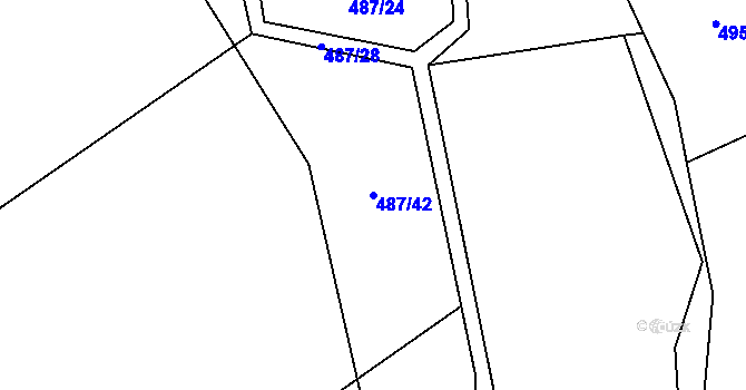 Parcela st. 487/42 v KÚ Skuhrov pod Brdy, Katastrální mapa