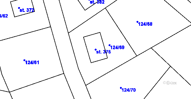Parcela st. 375 v KÚ Skuhrov pod Brdy, Katastrální mapa