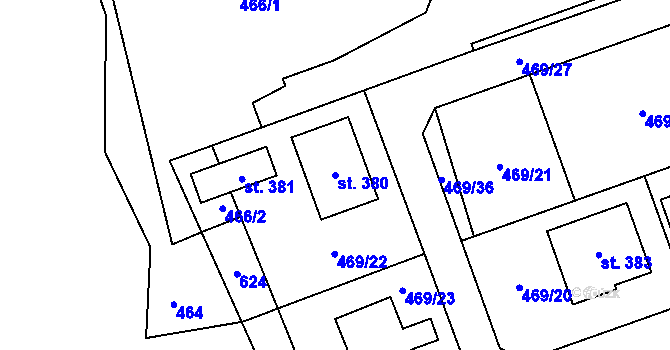 Parcela st. 380 v KÚ Skuhrov pod Brdy, Katastrální mapa