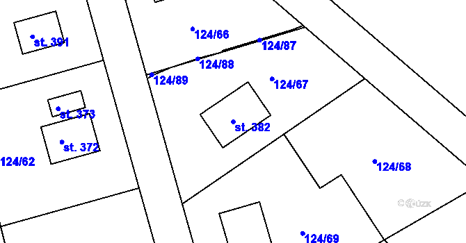 Parcela st. 382 v KÚ Skuhrov pod Brdy, Katastrální mapa