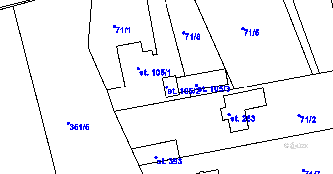 Parcela st. 105/2 v KÚ Skuhrov pod Brdy, Katastrální mapa