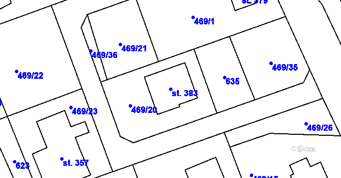 Parcela st. 383 v KÚ Skuhrov pod Brdy, Katastrální mapa