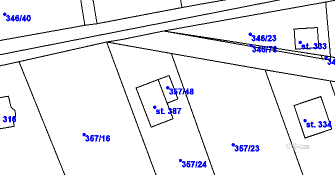 Parcela st. 357/48 v KÚ Skuhrov pod Brdy, Katastrální mapa