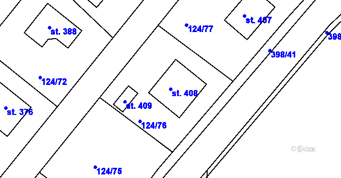 Parcela st. 408 v KÚ Skuhrov pod Brdy, Katastrální mapa