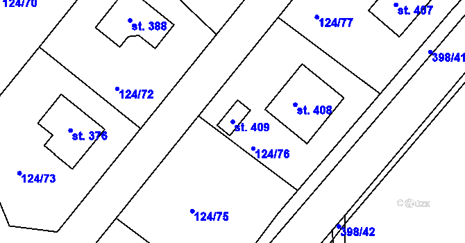 Parcela st. 409 v KÚ Skuhrov pod Brdy, Katastrální mapa