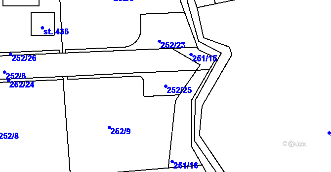 Parcela st. 252/25 v KÚ Skuhrov pod Brdy, Katastrální mapa