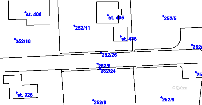 Parcela st. 252/26 v KÚ Skuhrov pod Brdy, Katastrální mapa