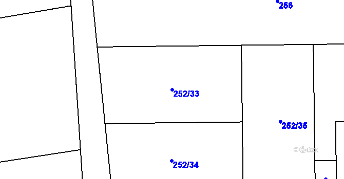 Parcela st. 252/33 v KÚ Skuhrov pod Brdy, Katastrální mapa