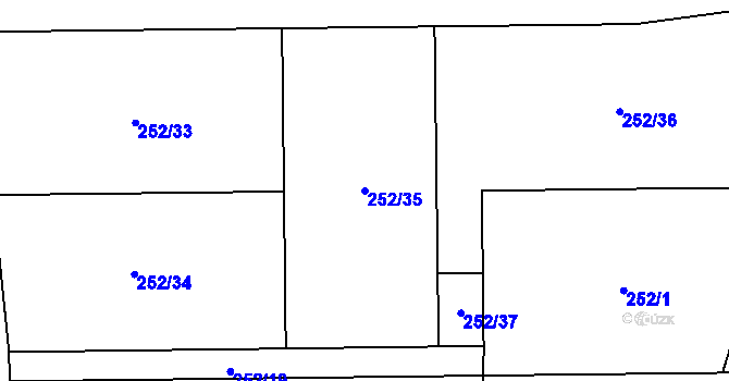 Parcela st. 252/35 v KÚ Skuhrov pod Brdy, Katastrální mapa