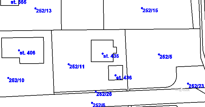 Parcela st. 435 v KÚ Skuhrov pod Brdy, Katastrální mapa