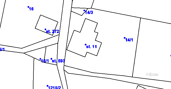 Parcela st. 11 v KÚ Skuhrov u Železného Brodu, Katastrální mapa