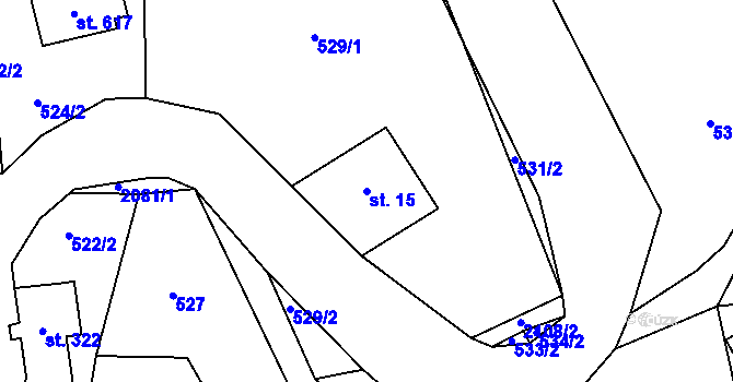 Parcela st. 15 v KÚ Skuhrov u Železného Brodu, Katastrální mapa