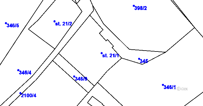 Parcela st. 21/1 v KÚ Skuhrov u Železného Brodu, Katastrální mapa