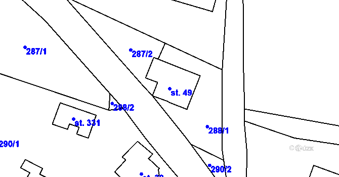 Parcela st. 49 v KÚ Skuhrov u Železného Brodu, Katastrální mapa