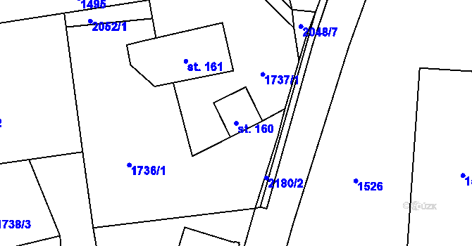 Parcela st. 160 v KÚ Skuhrov u Železného Brodu, Katastrální mapa