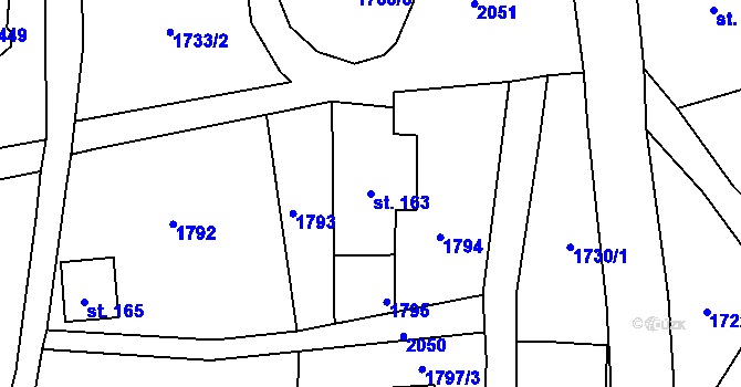 Parcela st. 163 v KÚ Skuhrov u Železného Brodu, Katastrální mapa