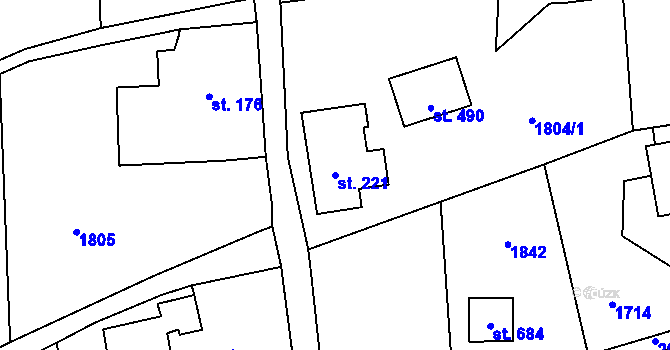Parcela st. 221 v KÚ Skuhrov u Železného Brodu, Katastrální mapa
