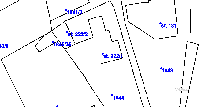 Parcela st. 222/1 v KÚ Skuhrov u Železného Brodu, Katastrální mapa