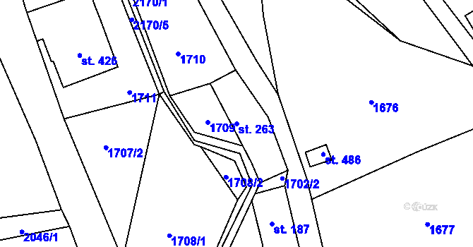Parcela st. 263 v KÚ Skuhrov u Železného Brodu, Katastrální mapa