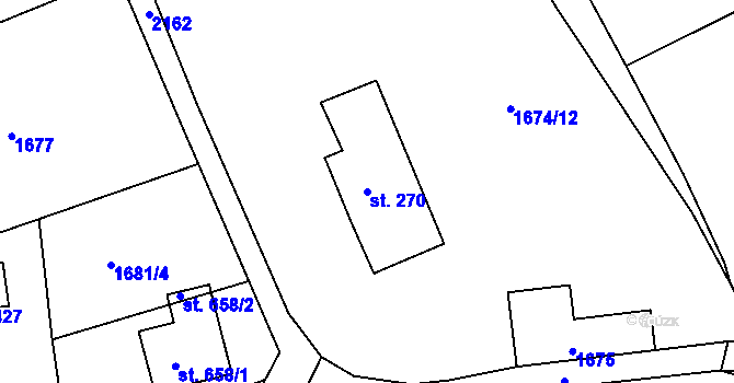 Parcela st. 270 v KÚ Skuhrov u Železného Brodu, Katastrální mapa