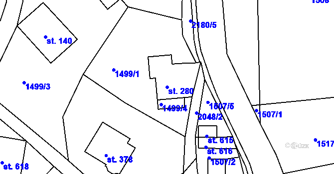 Parcela st. 280 v KÚ Skuhrov u Železného Brodu, Katastrální mapa