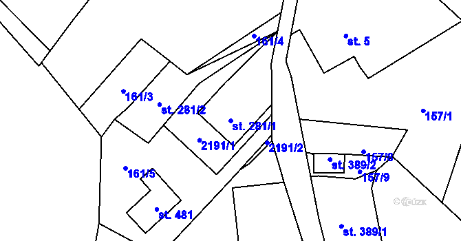 Parcela st. 281/1 v KÚ Skuhrov u Železného Brodu, Katastrální mapa