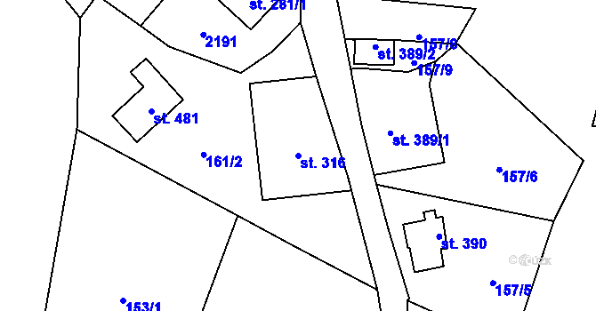 Parcela st. 316 v KÚ Skuhrov u Železného Brodu, Katastrální mapa