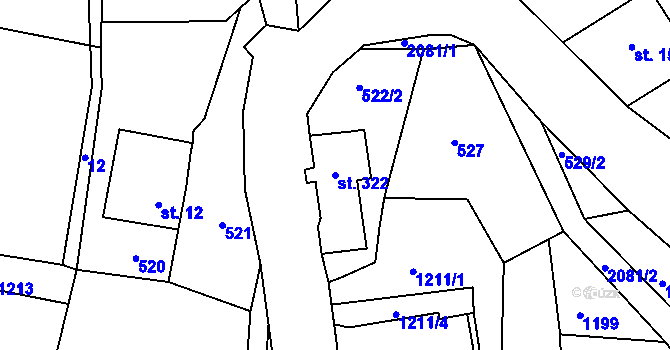 Parcela st. 322 v KÚ Skuhrov u Železného Brodu, Katastrální mapa