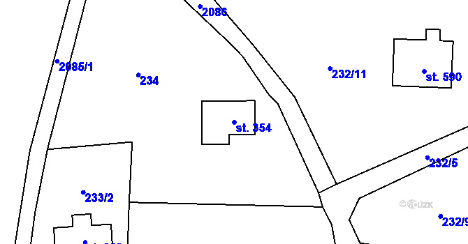 Parcela st. 354 v KÚ Skuhrov u Železného Brodu, Katastrální mapa