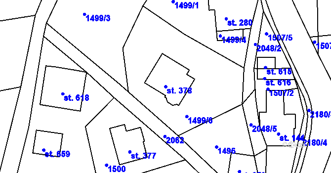 Parcela st. 378 v KÚ Skuhrov u Železného Brodu, Katastrální mapa