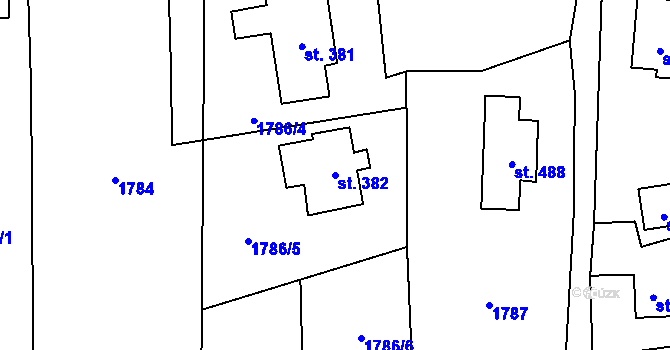Parcela st. 382 v KÚ Skuhrov u Železného Brodu, Katastrální mapa