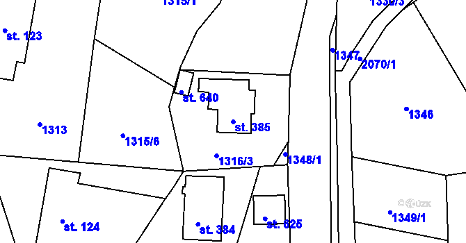 Parcela st. 385 v KÚ Skuhrov u Železného Brodu, Katastrální mapa