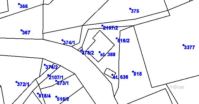 Parcela st. 388 v KÚ Skuhrov u Železného Brodu, Katastrální mapa