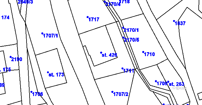 Parcela st. 426 v KÚ Skuhrov u Železného Brodu, Katastrální mapa