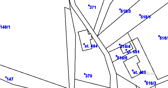 Parcela st. 484 v KÚ Skuhrov u Železného Brodu, Katastrální mapa