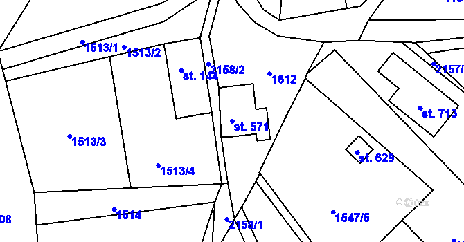 Parcela st. 571 v KÚ Skuhrov u Železného Brodu, Katastrální mapa
