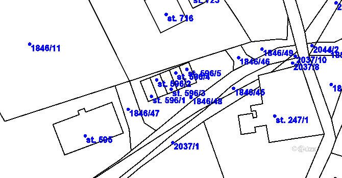 Parcela st. 596/3 v KÚ Skuhrov u Železného Brodu, Katastrální mapa